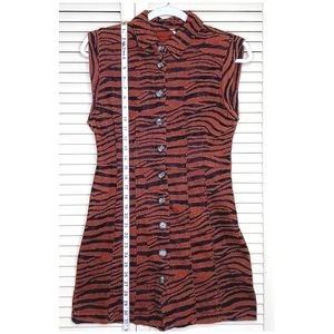 Free People Dress Sleeveless Tiger Print + Buttons